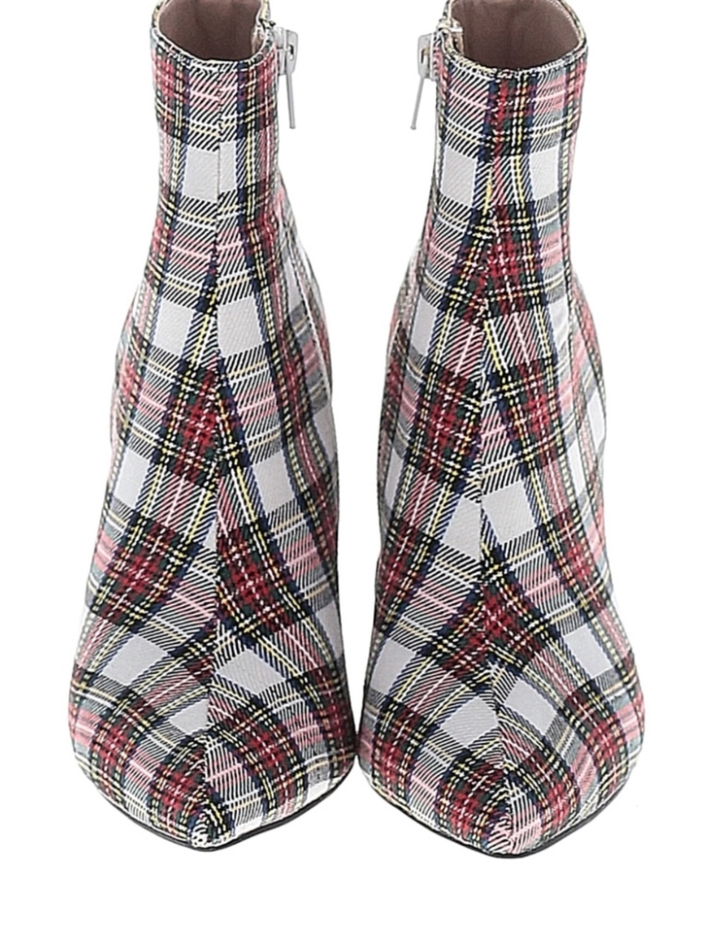 Betsey Johnson Kassie Black White‎ Red Plaid Beaded Heel Dress Bootie Size 5.5